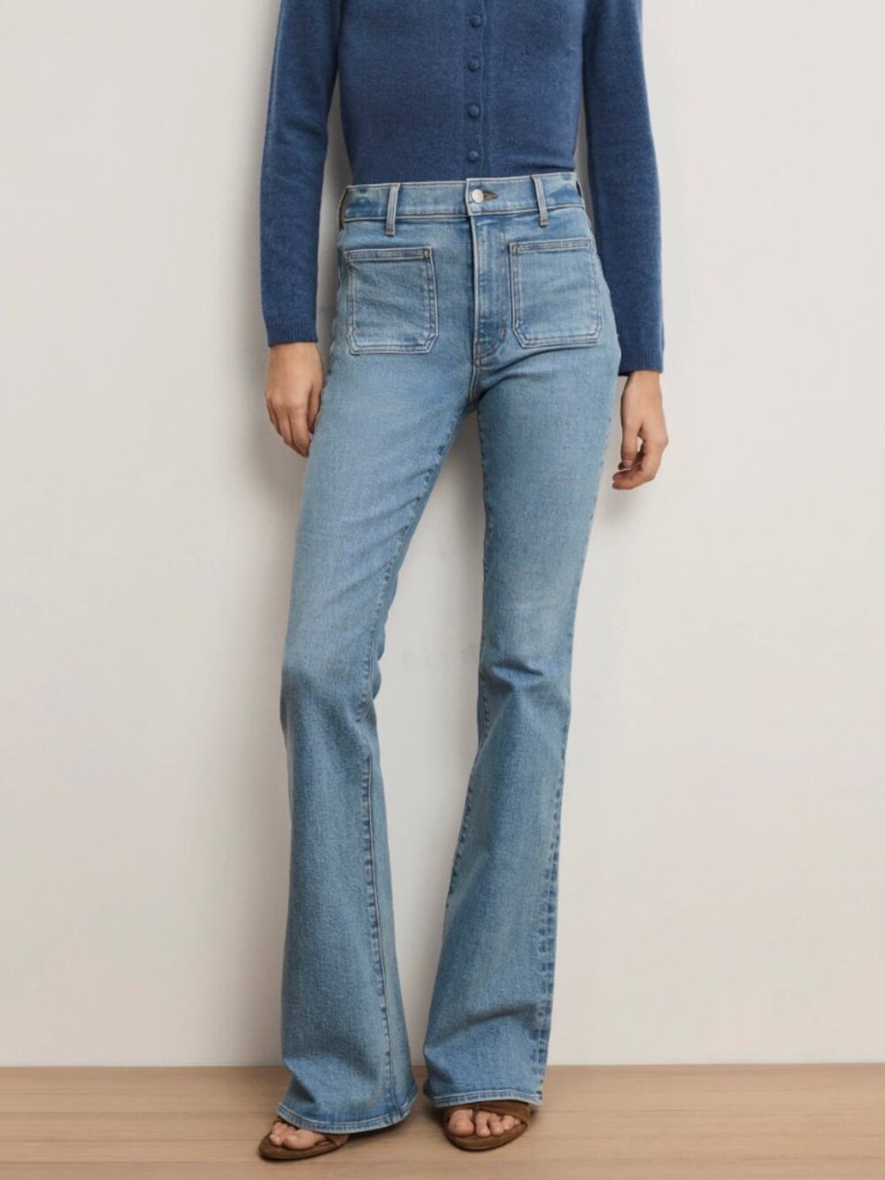 Veronica Beard Beverly High Rise Skinny Flare in Silverwood French Blue